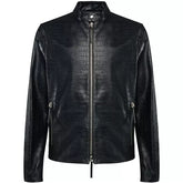 Black Leather Motorcycle Jacket for Men